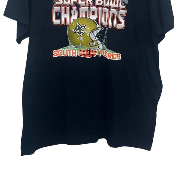 New Orleans Saints Super Bowl Champions T-Shirt Mens XL Black Gildan Cotton - Picture 4 of 8